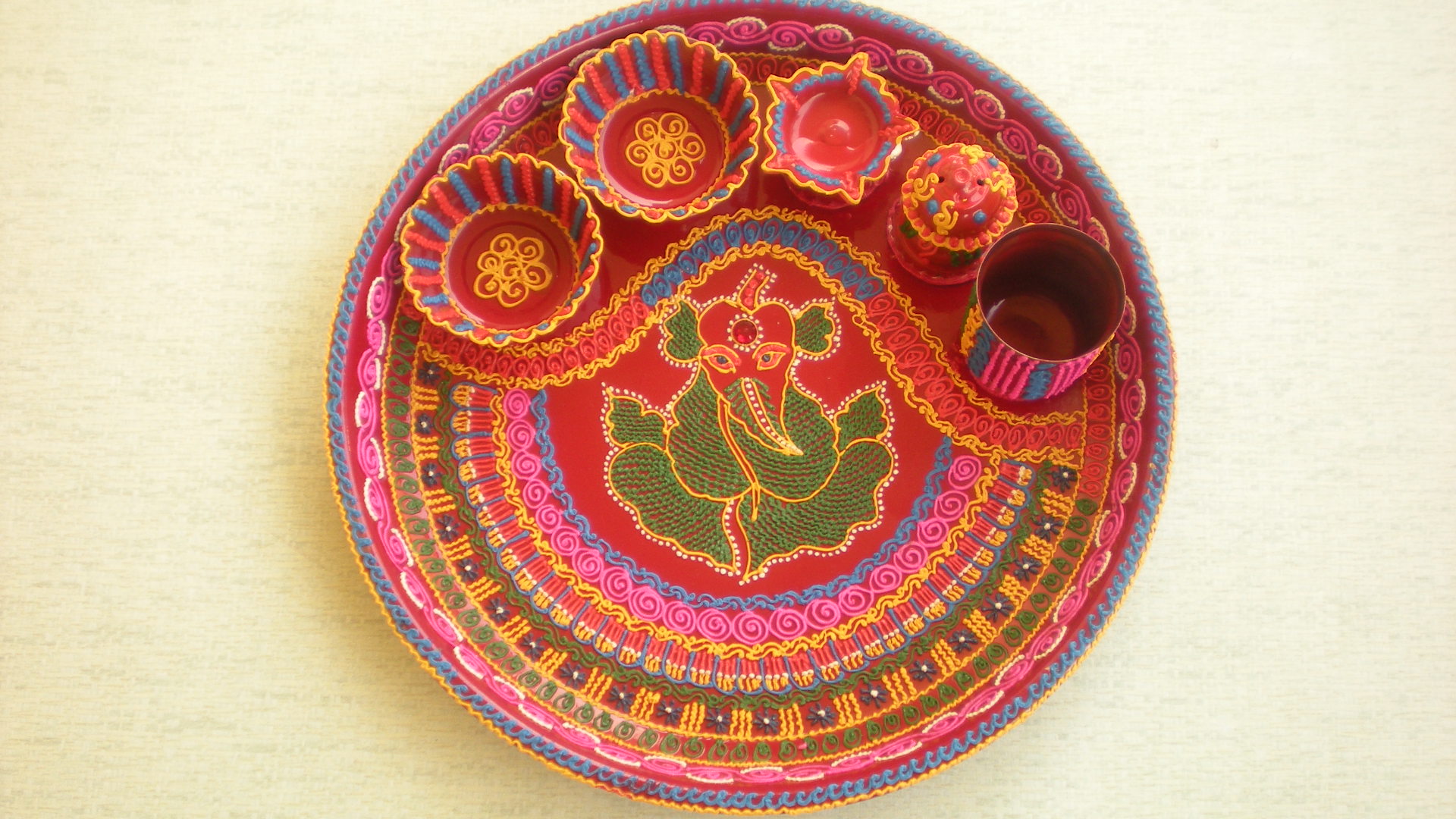 Manufacturers Exporters and Wholesale Suppliers of Decorated Pooja Thalis with Ceramic Art Work  03 Nagpur Maharashtra